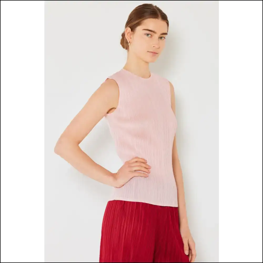Marina West Pleated Sleeveless Crewneck Tank - Dusty Pink / S/m - Tops on Sale Worldwide Shipping