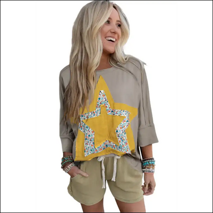 Medium Grey Floral Star Patched: Finally a Shirt that Gets you 💀✨ Needful Things - Rose Tan / s - t Shirts on Sale Worldwide Shipping
