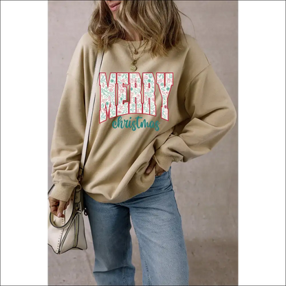 Merry Christmas Cozy Round Neck Sweatshirt - Sweatshirts & Hoodies on Sale Worldwide Shipping
