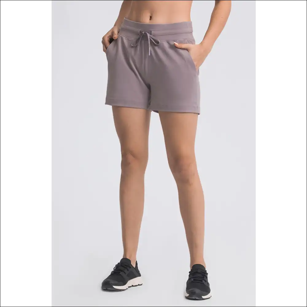 Millennia Waist Tie Active Shorts - Lavender / 12 - on Sale Worldwide Shipping