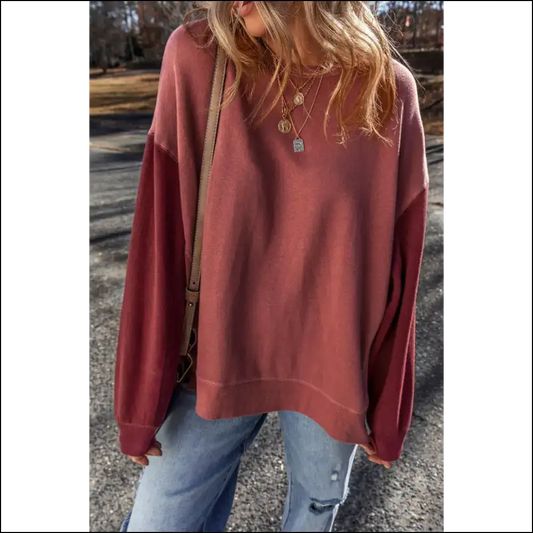 Mineral Red Drop Shoulder Pullover: so Comfy It’s Criminal! 😈 - s - Sweatshirts & Hoodies on Sale Worldwide Shipping