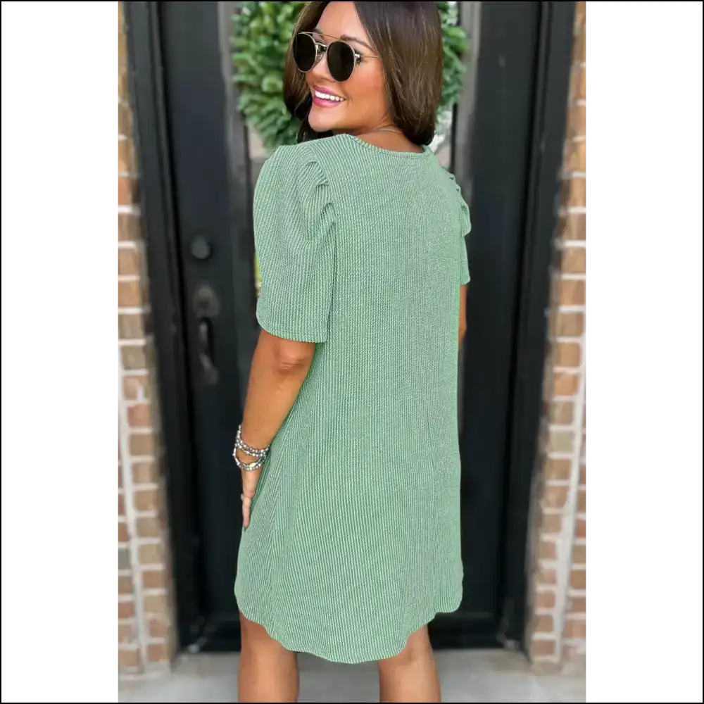 Mint Green Mini Dress: Dangerously Adorable Puff Sleeve Dress - Short Dresses on Sale Worldwide Shipping