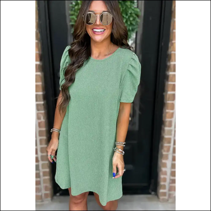 Mint Green Mini Dress: Dangerously Adorable Puff Sleeve Dress - Short Dresses on Sale Worldwide Shipping