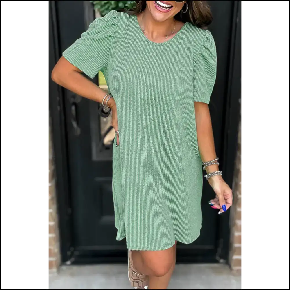 Mint Green Mini Dress: Dangerously Adorable Puff Sleeve Dress - s - Short Dresses on Sale Worldwide Shipping