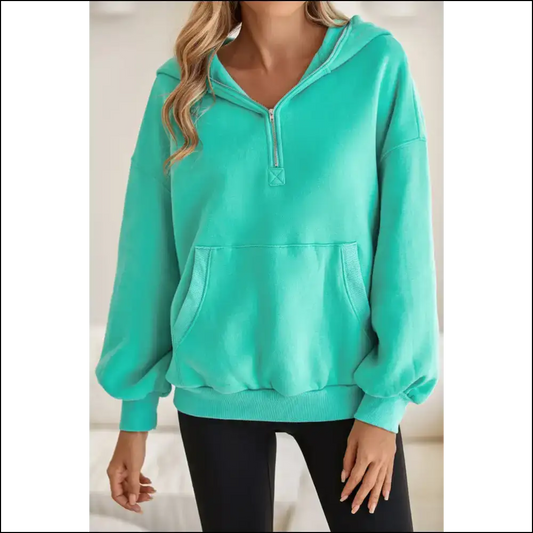 Mint Green Pocket Half Zip: Feeling Fab Needful Things? 😈 - s - Sweatshirts & Hoodies on Sale Worldwide Shipping