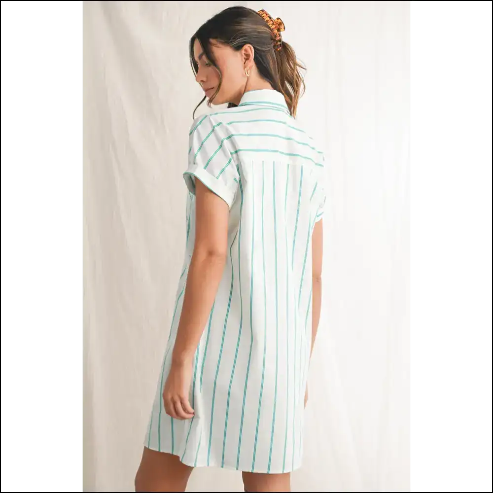 Mint Green Striped Mini Dress: Basically a Portable Party 🎉 - Short Dresses on Sale Worldwide Shipping