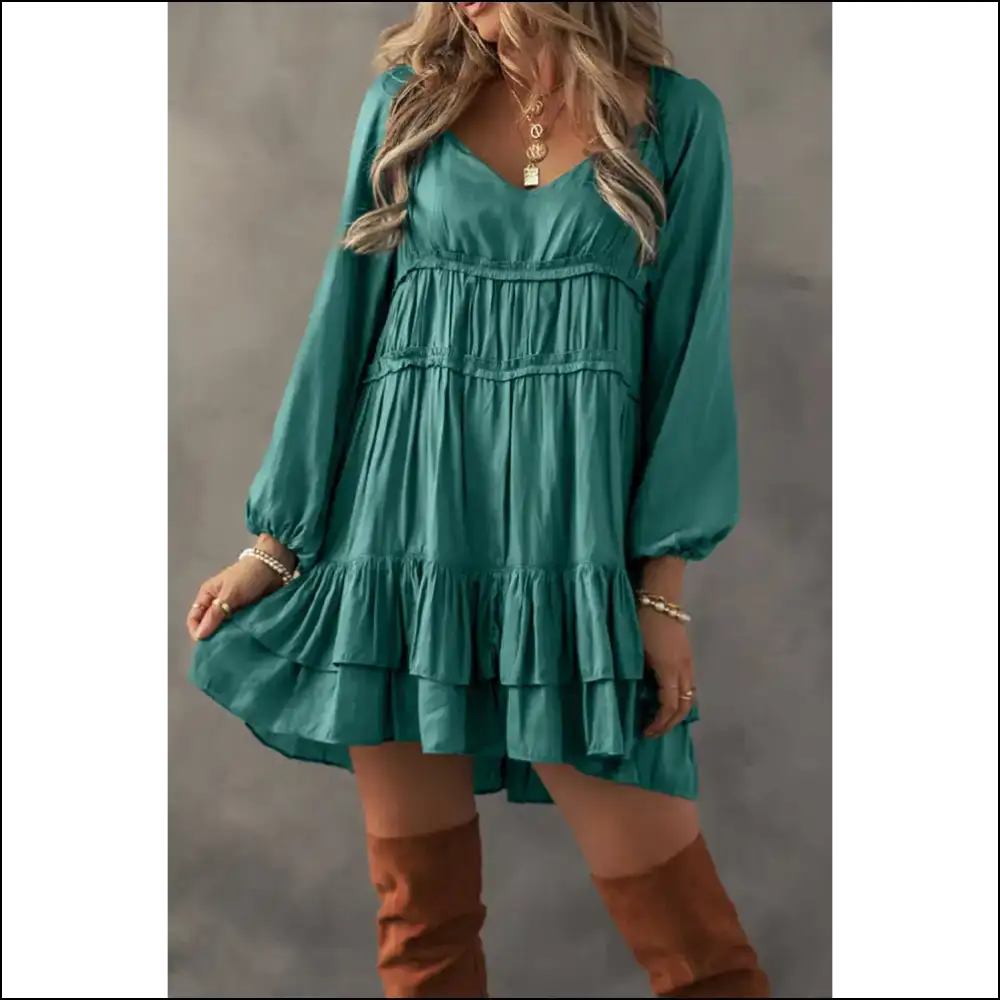 Mist Green Puff Sleeve Mini Dress: Slay in Needful Things! 👗💚 - Short Dresses on Sale Worldwide Shipping