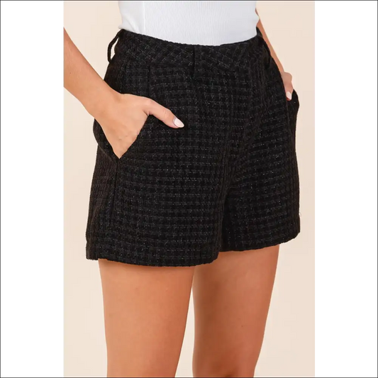 Tweed Chic Classic Shorts with Side Pockets - Black / s - on Sale Worldwide Shipping