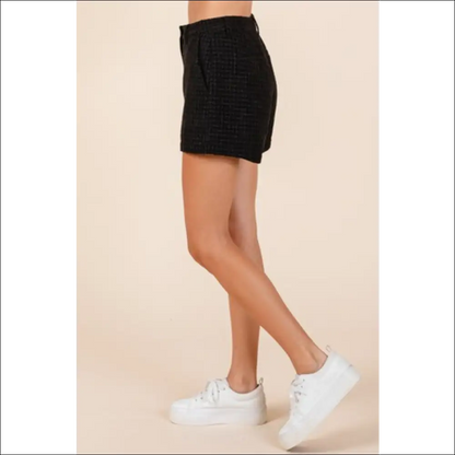Tweed Chic Classic Shorts with Side Pockets - on Sale Worldwide Shipping