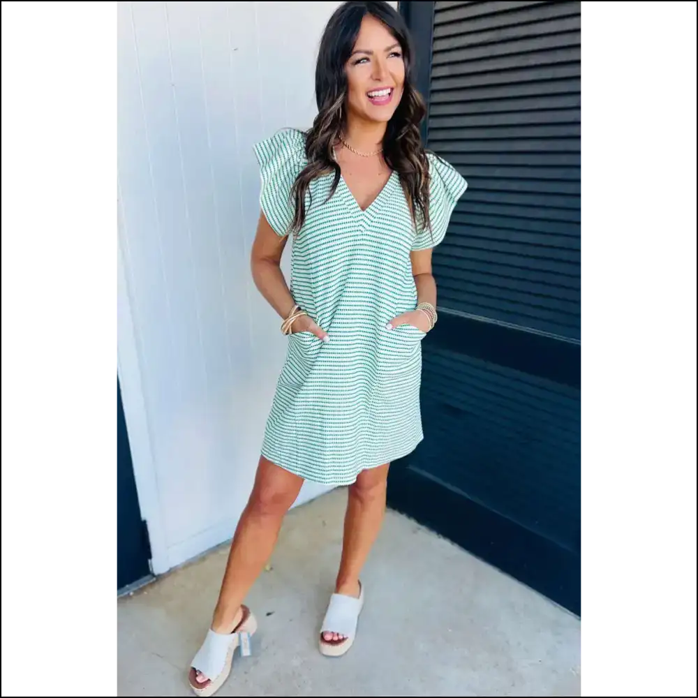 Moonlight Jade Mini Dress: Flutter Sleeve Cute! Needful Things 👗✨ - Short Dresses on Sale Worldwide Shipping