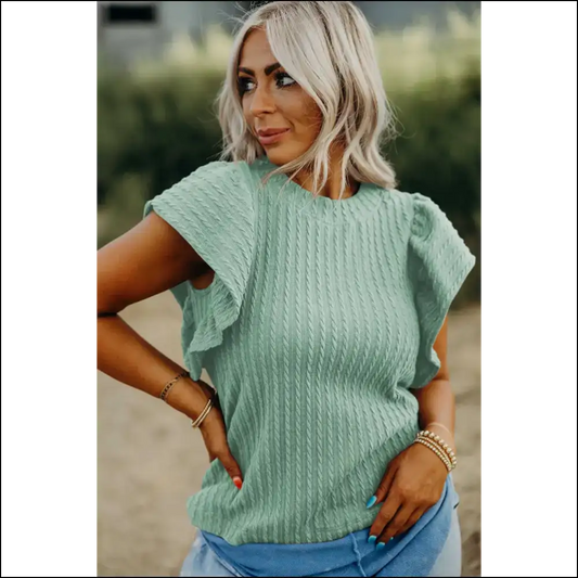 Moonlight Jade Ruffle Top Needful Things Wardrobe Savior - Blouses on Sale Worldwide Shipping