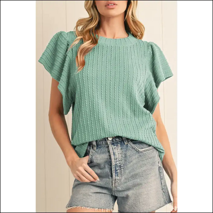 Moonlight Jade Ruffle Top Needful Things Wardrobe Savior - s - Blouses on Sale Worldwide Shipping