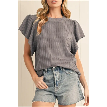 Moonlight Jade Ruffle Top Needful Things Wardrobe Savior - Sleet / s - Blouses on Sale Worldwide Shipping