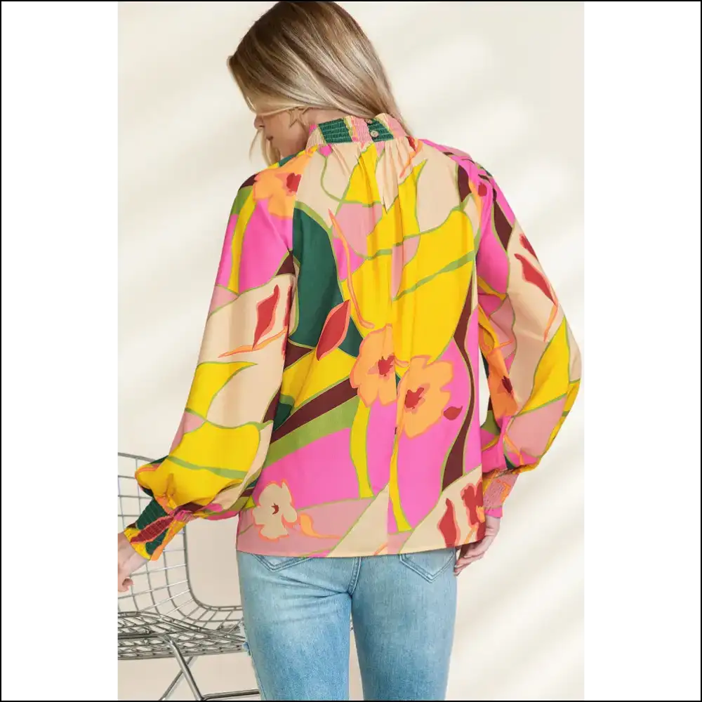 Multicolor Abstract Print Boho Blouse: Dress Like your Therapist Advised 🤪 - Needful Things - Blouses on Sale Worldwide Shipping