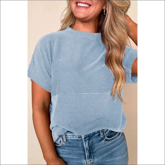 Myosotis Mock Neck T-shirt: Chic & Effortless Style - s - t Shirts on Sale Worldwide Shipping