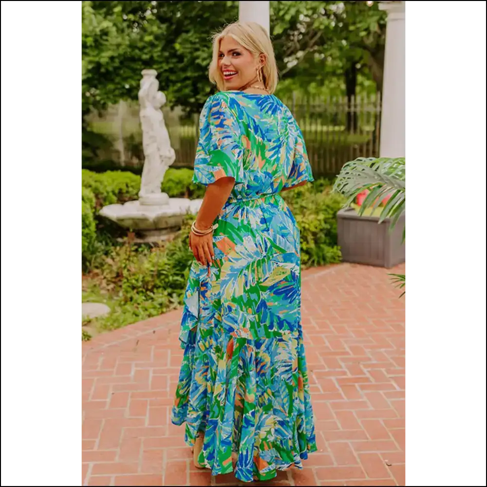 Nature Goddess: Green Leaves Print Maxi Dress! 🌿 Needful Things - Plus Size Dresses on Sale Worldwide Shipping