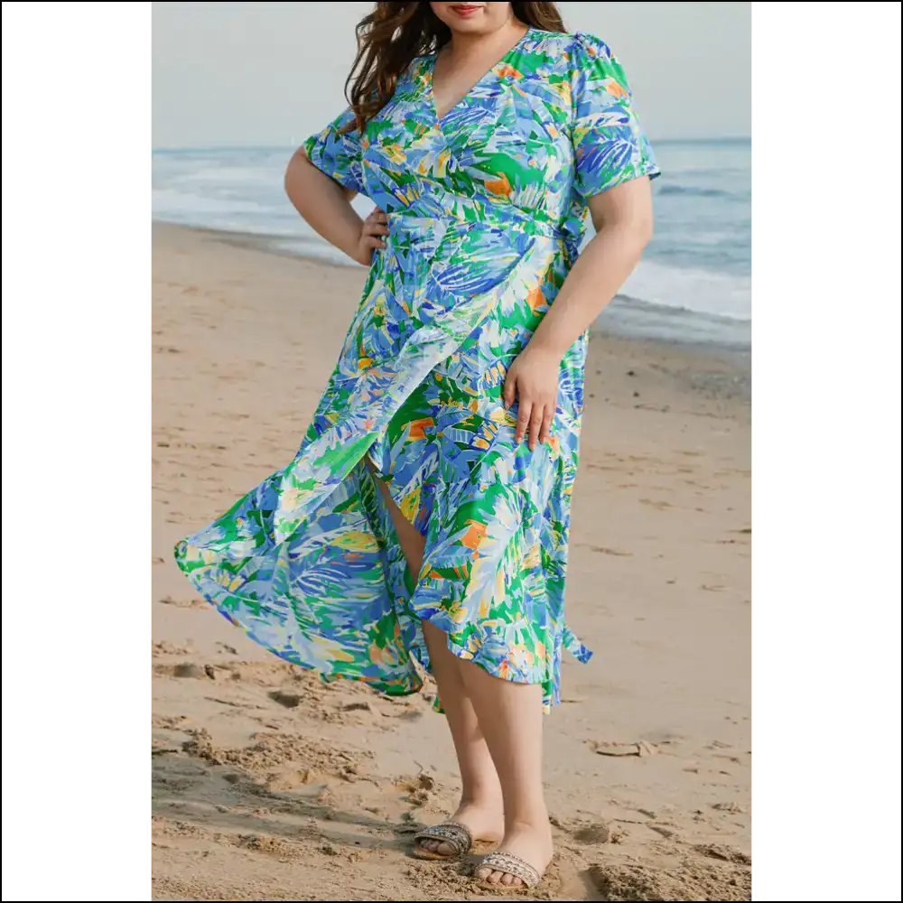 Nature Goddess: Green Leaves Print Maxi Dress! 🌿 Needful Things - Plus Size Dresses on Sale Worldwide Shipping