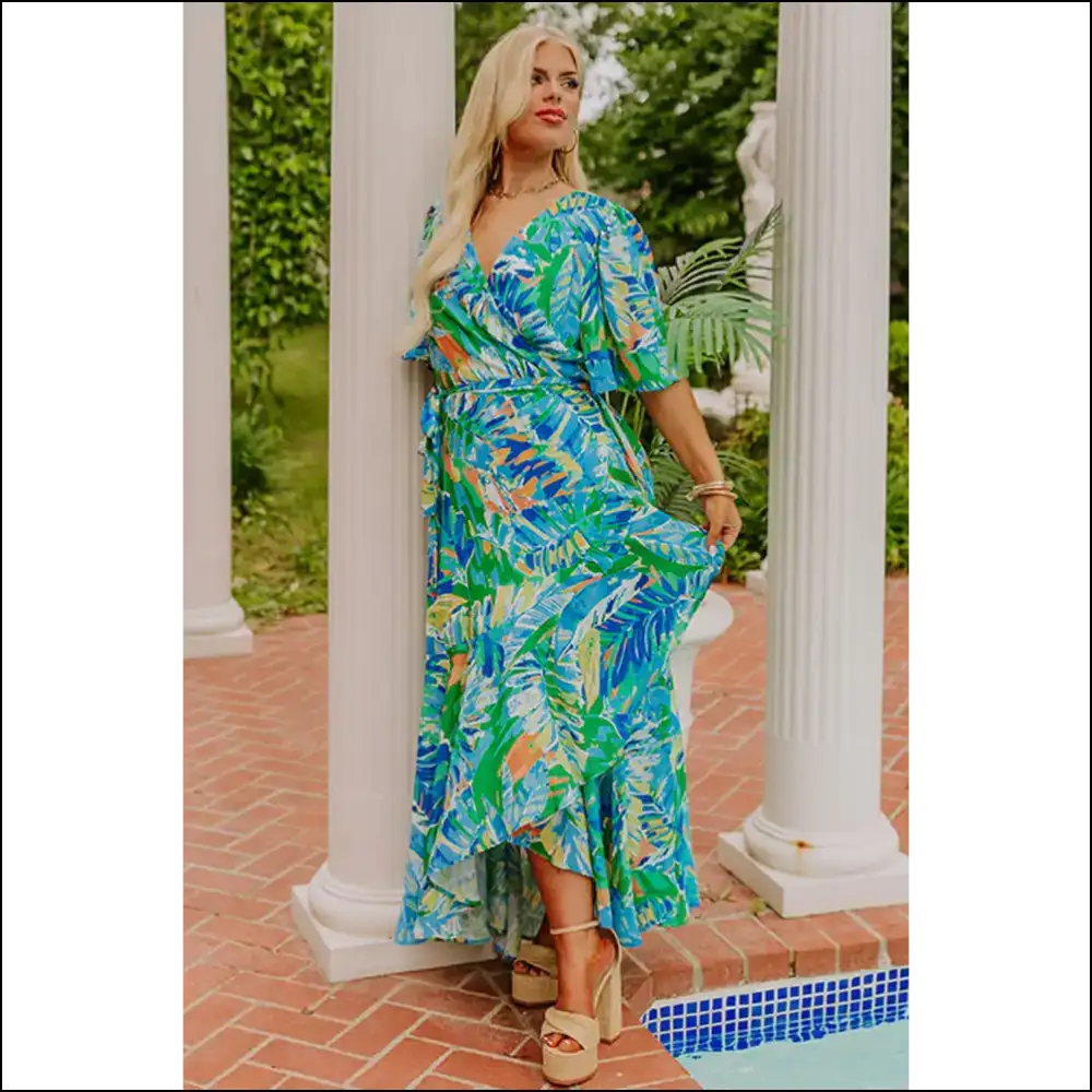 Nature Goddess: Green Leaves Print Maxi Dress! 🌿 Needful Things - Plus Size Dresses on Sale Worldwide Shipping