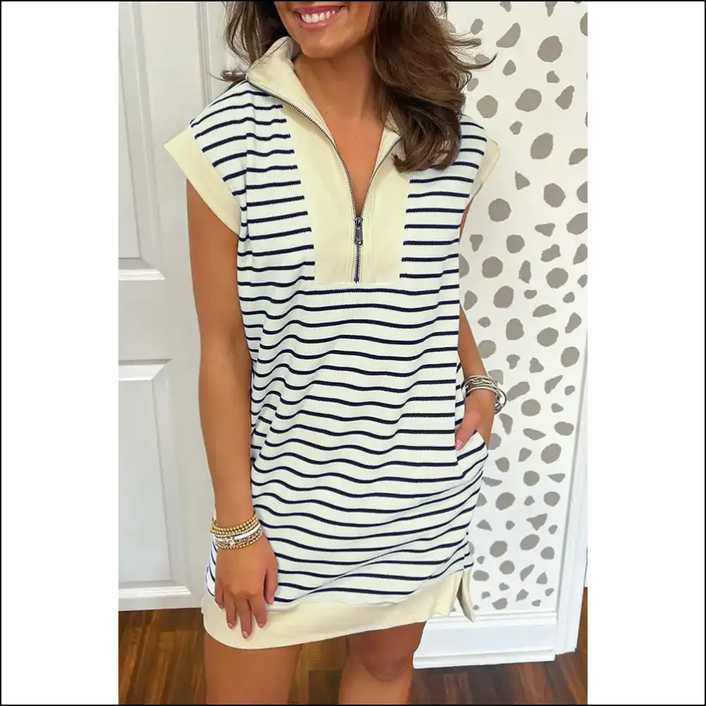 Navy Blue Striped Dress: Dangerously Cute! 💙 Needful Things - s - Short Dresses on Sale Worldwide Shipping