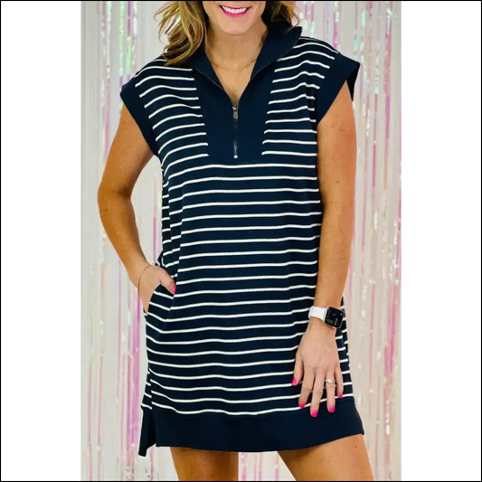 Navy Blue Striped Dress: Dangerously Cute! 💙 Needful Things - s - Short Dresses on Sale Worldwide Shipping