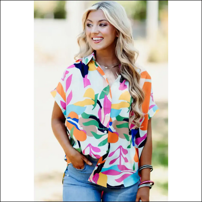 Needful Things: Abstract Le Print Blouse - Ditch the Beige Embrace Le! 🍃😂 - Blouses on Sale Worldwide Shipping