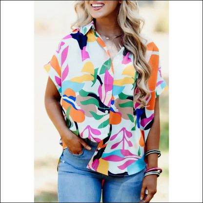 Needful Things: Abstract Le Print Blouse - Ditch the Beige Embrace Le! 🍃😂 - Multicolour / s - Blouses on Sale Worldwide Shipping