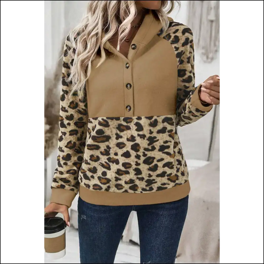 Needful Things: Beige Leopard Patchwork Hoodie - Fabulous! 🐆 - Light French / s - Sweatshirts & Hoodies on Sale Worldwide Shipping
