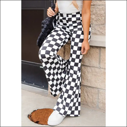 Needful Things: Black Checkered Flared Pants - Fabulous! 🖤 Strut your Stuff! - on Sale Worldwide Shipping