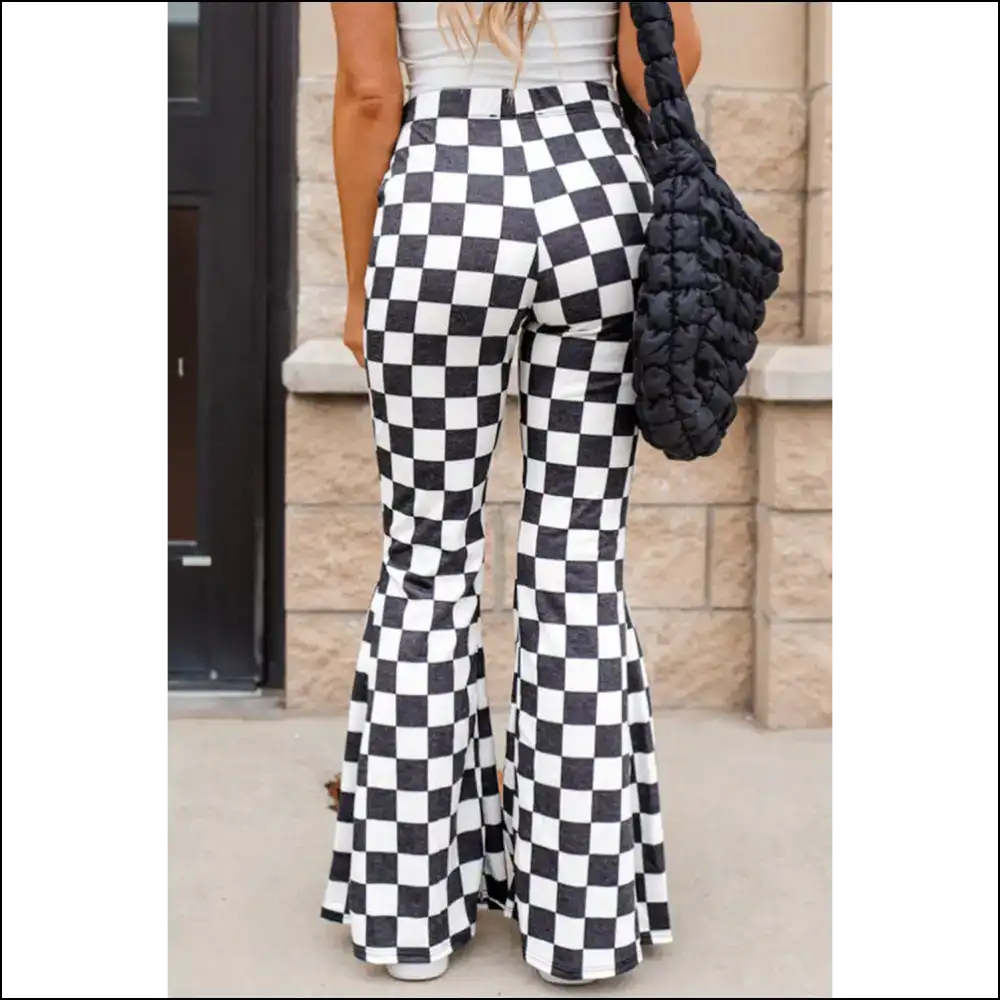 Needful Things: Black Checkered Flared Pants - Fabulous! 🖤 Strut your Stuff! - on Sale Worldwide Shipping