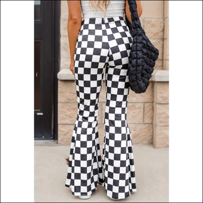 Needful Things: Black Checkered Flared Pants - Fabulous! 🖤 Strut your Stuff! - on Sale Worldwide Shipping