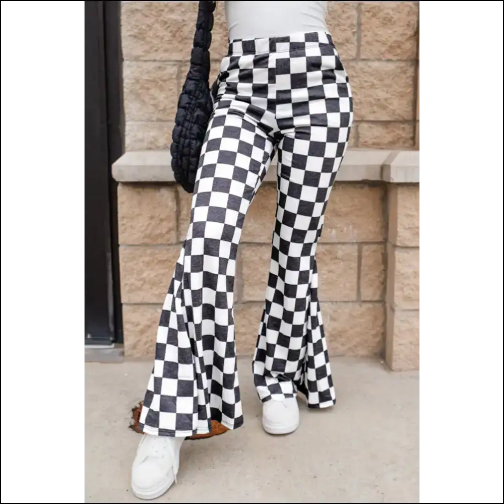 Needful Things: Black Checkered Flared Pants - Fabulous! 🖤 Strut your Stuff! - on Sale Worldwide Shipping