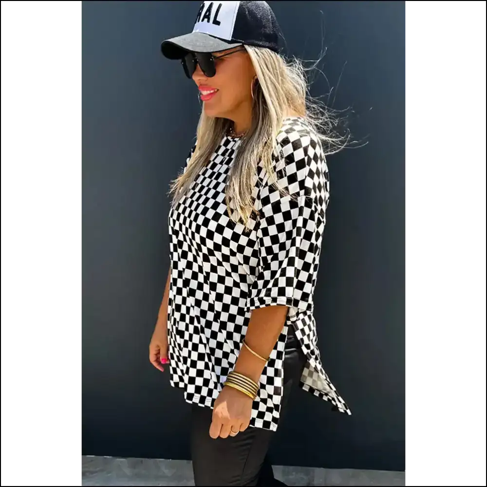 Needful Things: Black Checkered Size T-shirt! your Closet’s New Bff 🖤 - Plus Tops on Sale Worldwide Shipping