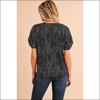 Needful Things: Black Dotted Puff Sleeve of Doom! 😈 - Blouses on Sale Worldwide Shipping