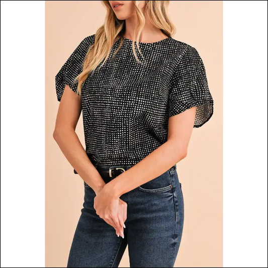 Needful Things: Black Dotted Puff Sleeve of Doom! 😈 - s - Blouses on Sale Worldwide Shipping