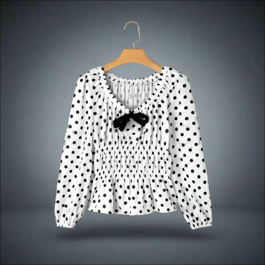 Needful Things: Black Polka Dot Domination! Bow Down Square Neck! 🖤 - s - Blouses on Sale Worldwide Shipping