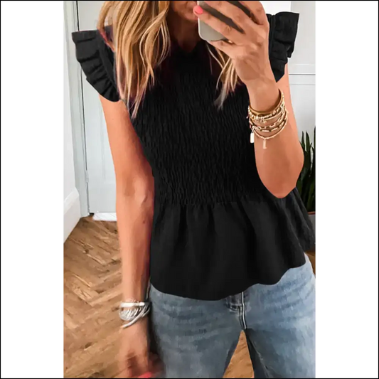 Needful Things: Black Ruffle Fabulousness! 🖤 Some Feathers! - s - Blouses on Sale Worldwide Shipping