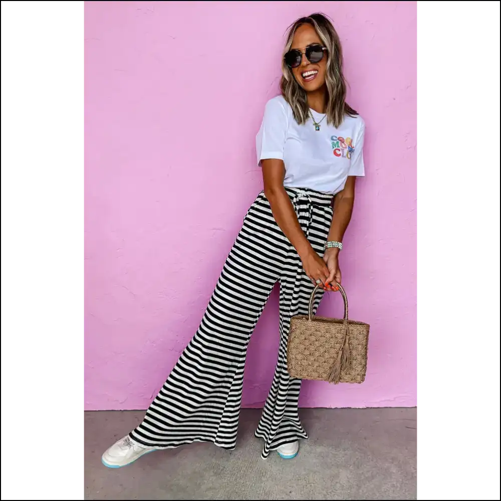 Needful Things: Black Stripe Pants - so Flared They’re Fabulous 🖤 Chic Stripe! - on Sale Worldwide Shipping