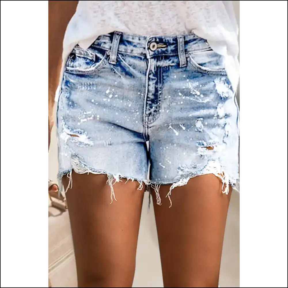 Needful Things: Blue Distressed Denim Shorts 💙 Light & Loving It! 😈 - Sky / 6 - on Sale Worldwide Shipping