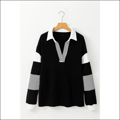 Needful Things: Blue Striped Patchwork Sweatshirt - Wardrobe Savior 🦸‍♀️ - Sweatshirts & Hoodies on Sale Worldwide Shipping
