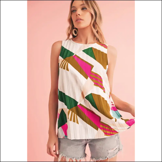 Needful Things: Boho Geometric Print Sleeveless - Arm Candy 👑 - Multicolour / s - Shirts Tank Tops on Sale Worldwide Shipping