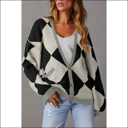 Needful Things Chic Black Checkered Cardigan: Dressed to Chill 🖤 - s - Cardigans on Sale Worldwide Shipping