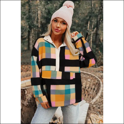 Needful Things: Chic Black Checkered Comfort! 🖤💀 - Sweatshirts & Hoodies on Sale Worldwide Shipping