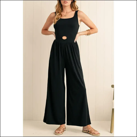 Needful Things: Chic Black Cutout Wide Leg Jumpsuit - Instant Diva just Add! 😈 - s - Jumpsuits & Rompers on Sale Worldwide Shipping