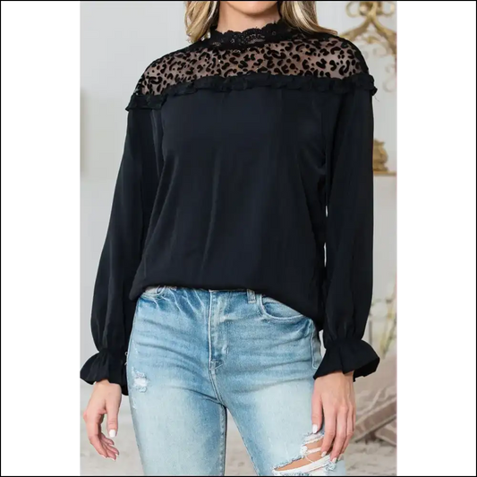 Needful Things: Chic Black Leopard Lace Blouse - so Fiercely it Hurts 🐆🖤 - s - Blouses on Sale Worldwide Shipping