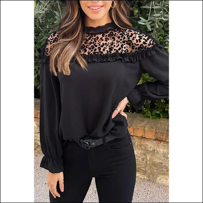 Needful Things: Chic Black Leopard Lace Blouse - so Fiercely it Hurts 🐆🖤 - Blouses on Sale Worldwide Shipping