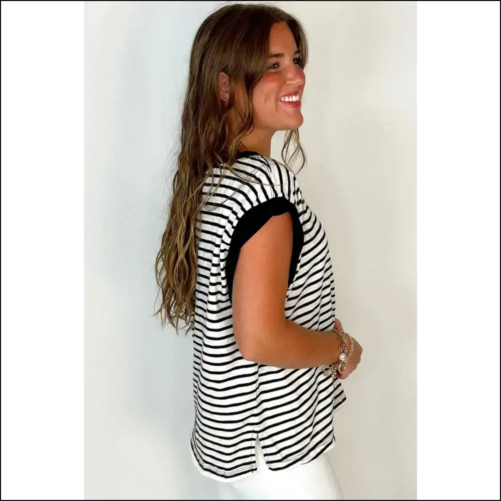 Needful Things: Chic Black Stripe Fabulous 🖤 Sleeveless Top - Tops Tank on Sale Worldwide Shipping