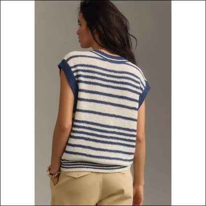 Needful Things: Chic Blue Stripe Vest – Fashionably Late 💙 - Cardigans on Sale Worldwide Shipping