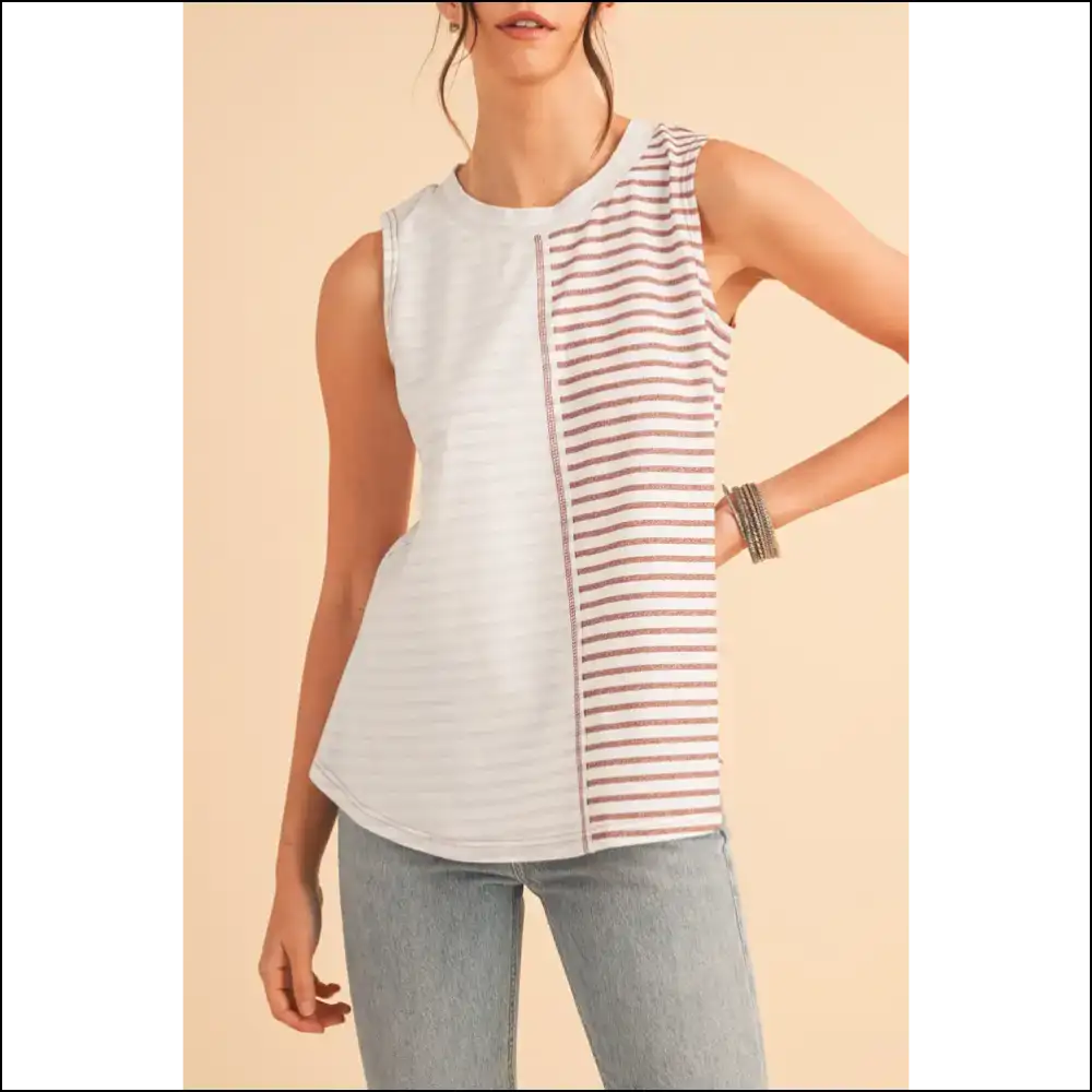 Needful Things: Chic Brown Striped Tank - Warning: May Cause Excessive Sunshine! ?️ - Stripe / s - Tops on Sale Worldwide Shipping