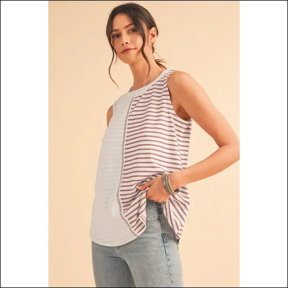 Needful Things: Chic Brown Striped Tank - Warning: May Cause Excessive Sunshine! ?️ - Tops on Sale Worldwide Shipping