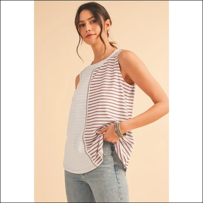 Needful Things: Chic Brown Striped Tank - Warning: May Cause Excessive Sunshine! ?️ - Tops on Sale Worldwide Shipping